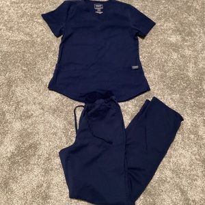 Cherokee workwear navy blue scrub set, womens